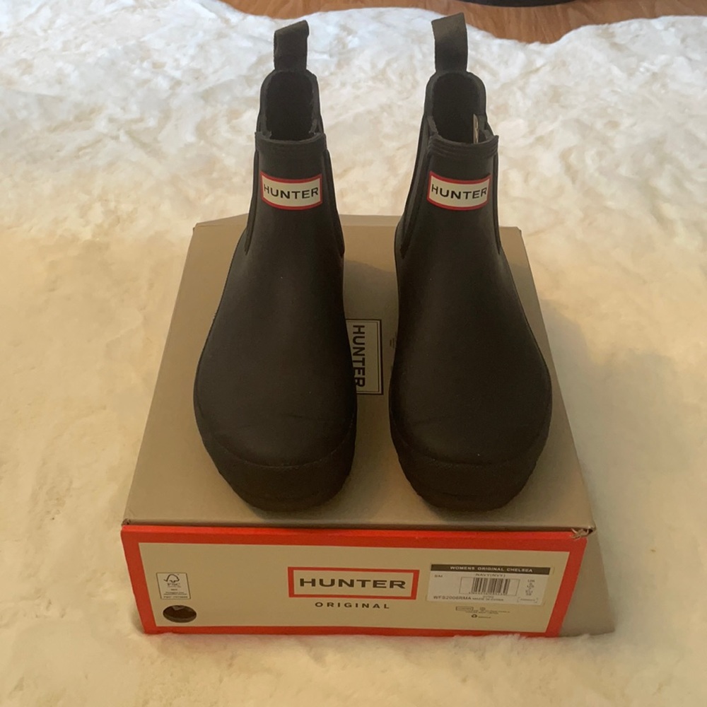 Hunter navy rain boots